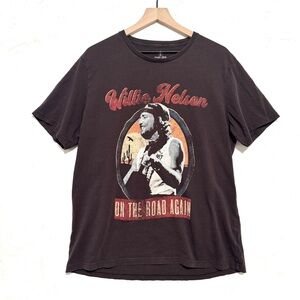 Wrangler x Willie Nelson Graphic Tee L Brown Faded On The Road Again Tour